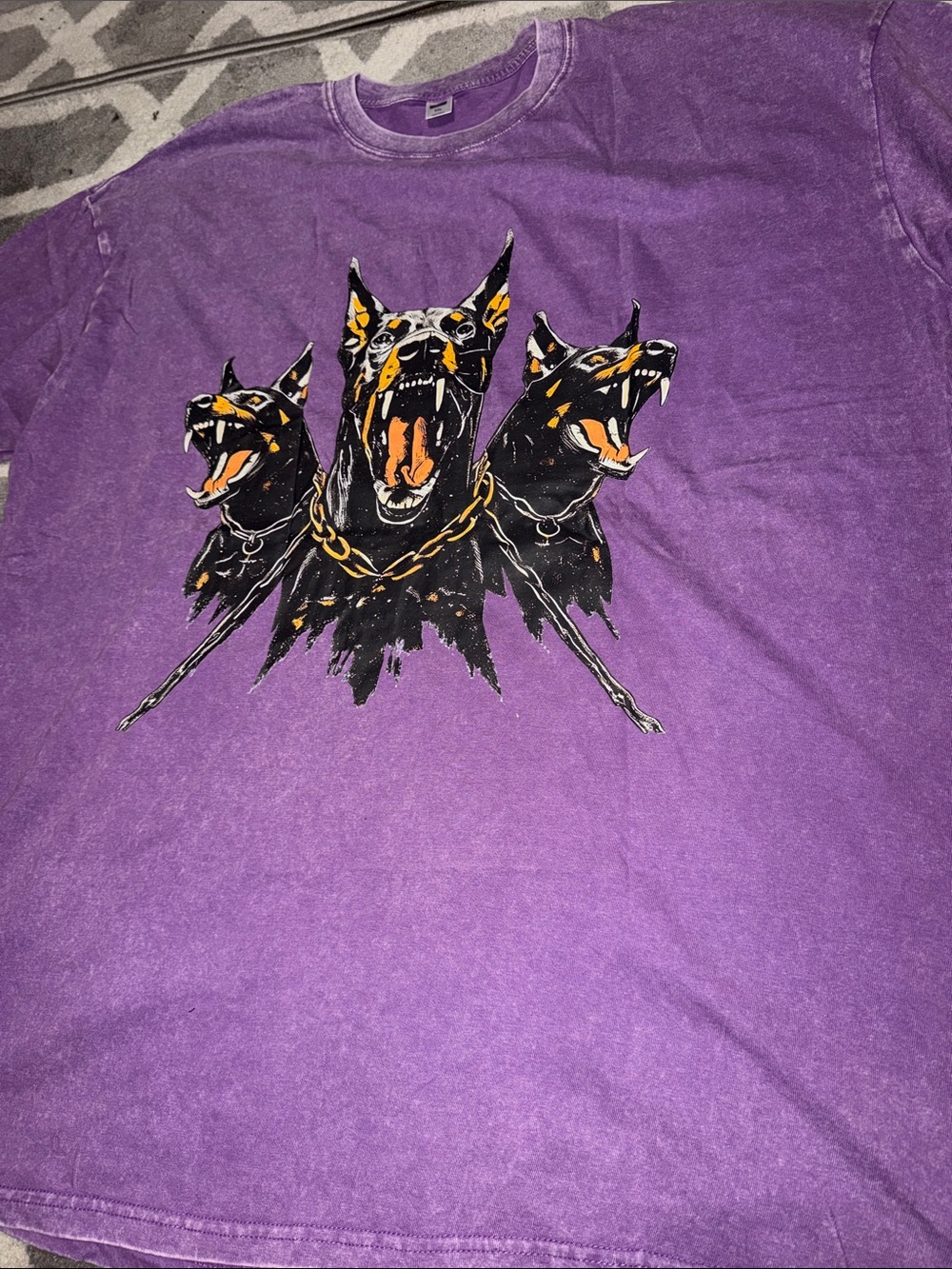 Men’s 3X heathered lilac Doberman print tee / NEW